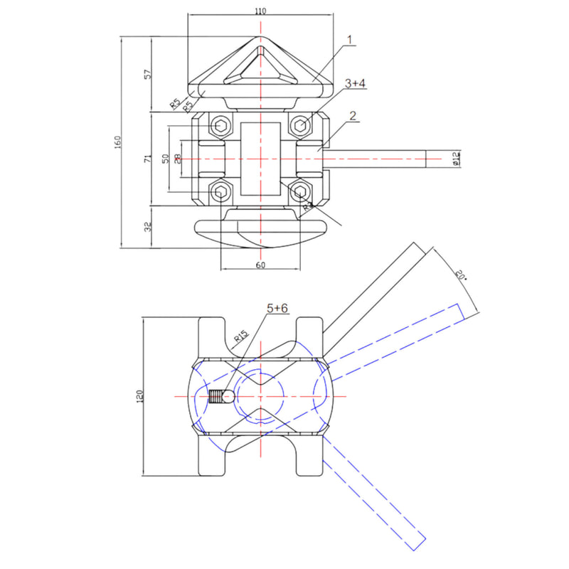 Twistlock manuell IF-51L Produktskizze