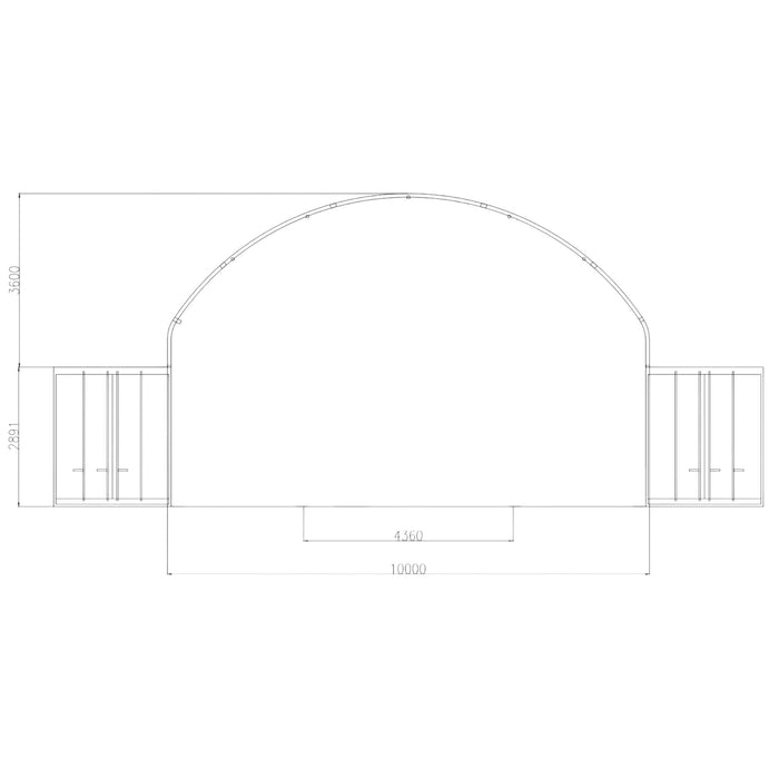 10x12m Zeltdach Frontansicht Skizze