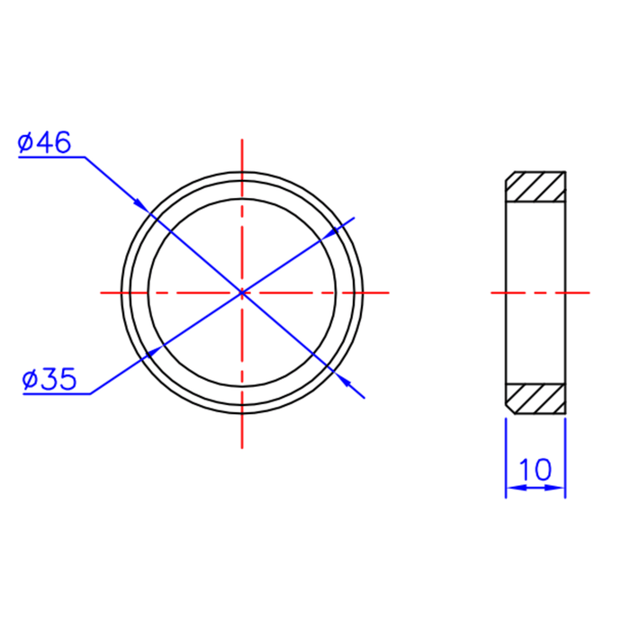 Anti-Rack-Ring Produktskizzen Draufsicht Seitenansicht