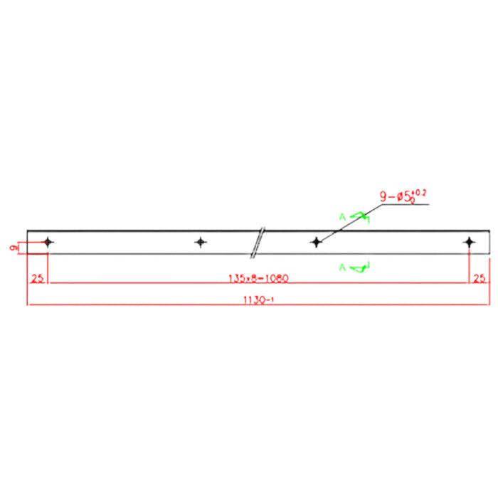 Befestigungsschiene für Containertuerdichtungen 1130mm Skizze