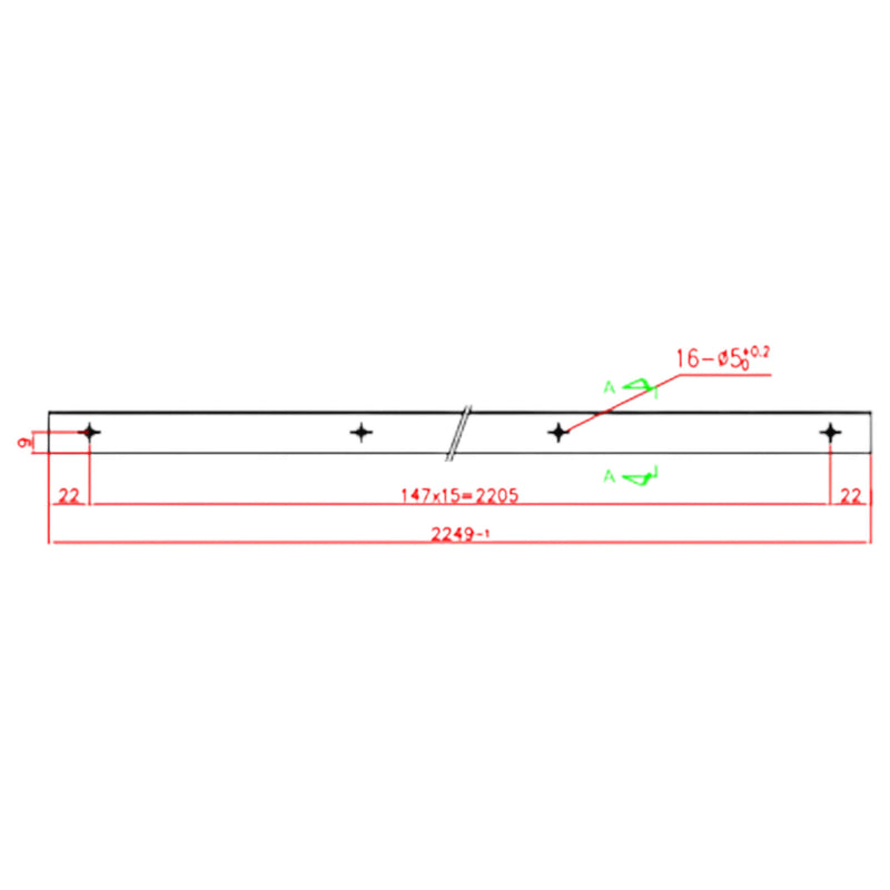 Befestigungsschiene für Containertürdichtungen 2249mm Skizze