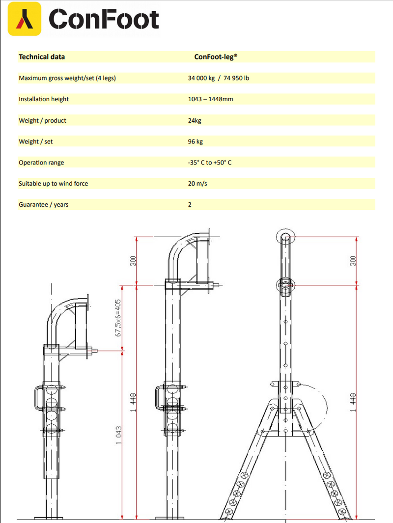 ConFoot-Leg CF-Stützen_Datenblatt