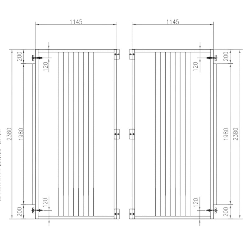 Containertrennwand technische Zeichnung