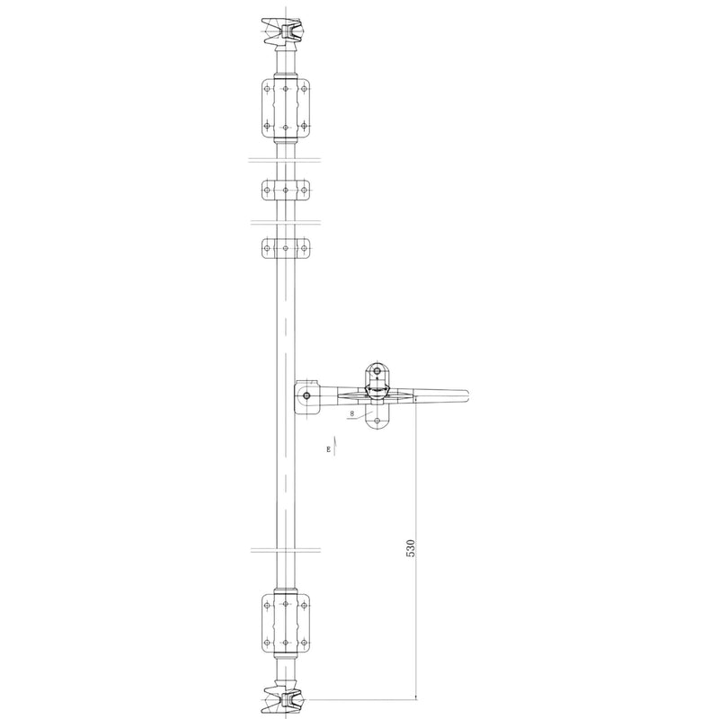 Containertuerstange_NockenlinksGriffrechts2398mm_technischeZeichnung