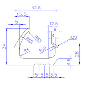 Türdichtung C-Profil technische Zeichnung