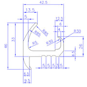 Türdichtung J-Profil technische Zeichnung