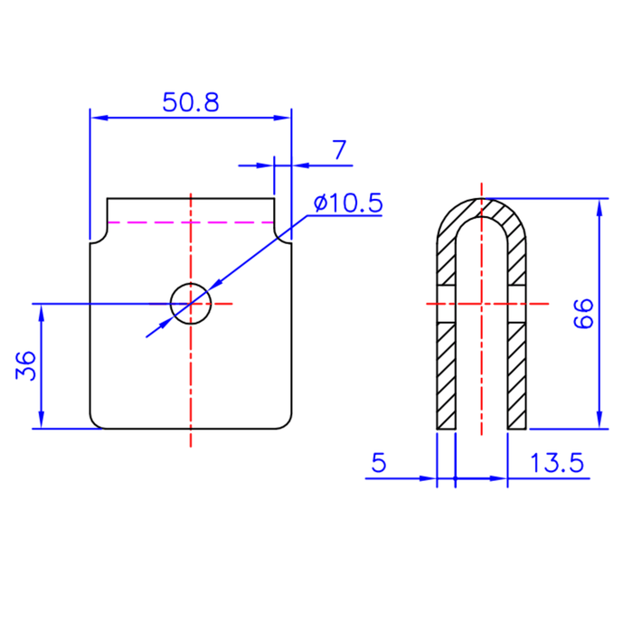 U-Tuergriffhalter handle hub