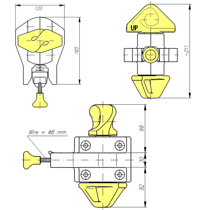 Twistlock halbautomatisch IF-56 technische Zeichnung