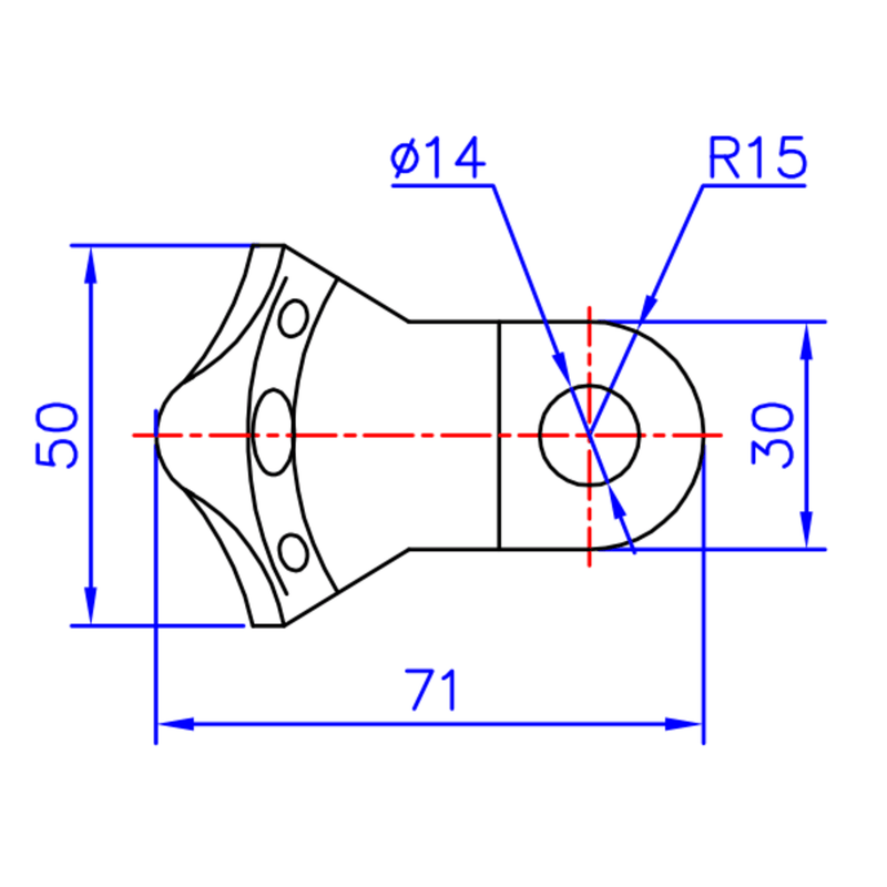 Ueberwurf DH3 technische Zeichnung Draufsicht